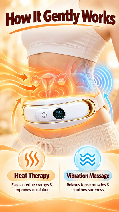 3 in 1 Heating Vibration Waist Belt Period Pain Relief Menstrual Cramp Massager for Lower Back Relax & Waist Shaping Aid