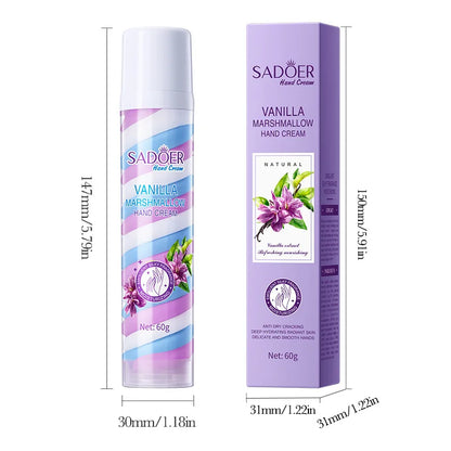 Vanilla Strawberry Marshmallow Hand Cream, 60g Long-lasting Moisturizing with Multiple Fragrances, Nourishes Dry Skin