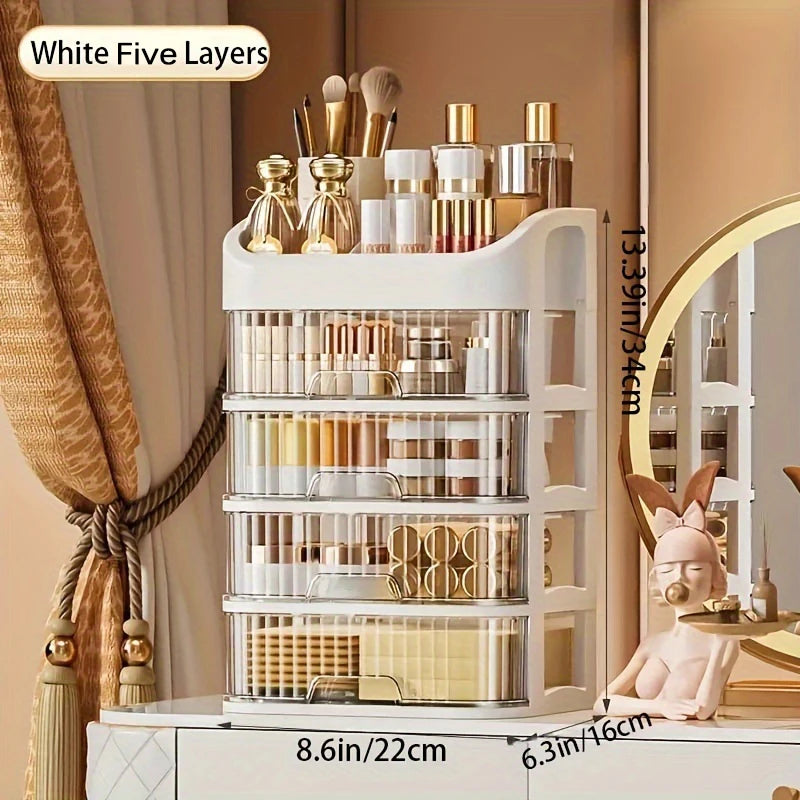 Large Capacity Cosmetic Storage Box Transparent Drawer Jewelry Makeup Storage Box Multi-layer Multi-functional Desktop Organizer