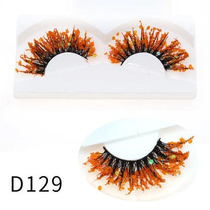 1 Pair Halloween Style Dreamy Sequins Glitter False Eyelashes Whole Strip Fluffy DIY Lashes Cosplay Stage Eye Makeup