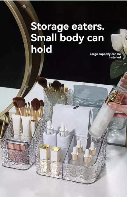 1Pc/Transparent Acrylic Cosmetics Storage Box Desktop Compartment Organizer Box Trapezoidal Cosmetics Storage