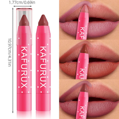 15 Colors Lipstick Pencil Waterproof Sexy Red Matte Contour Tint Lipstic Pen Long-lasting Lipliner Pen Non-stick Cup Lip Makeup