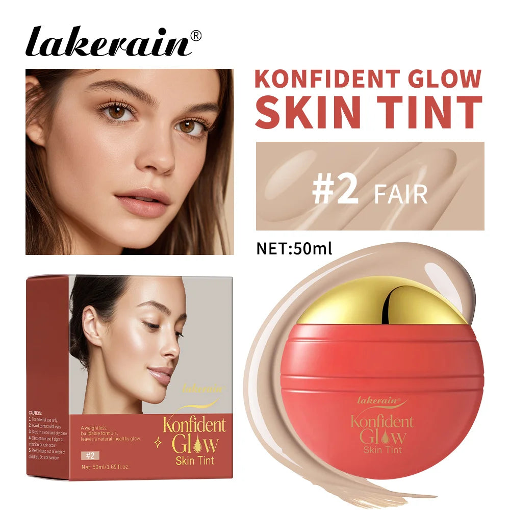 Lakerain Glow Skin Tint Foundation Long Lasting Moisturizing Even Skin Tone Concealer Sunscreen Brighten Skin Face Cosmetics