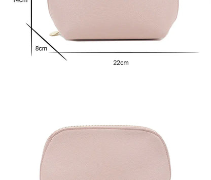Customized Letters PU Leather Cosmetic Storage Bag Classic Simple Atmosphere Solid Color Make Up Bag Advanced Zipper Wash Bag