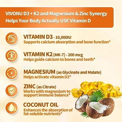 Bone & Joint Health Support Supplement, with Zinc, Magnesium, for Muscle Growth, Heart Wellness, Immune Function, Energy