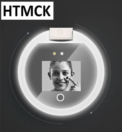 HTMCK LED & UV Visual Function Multifunctional Makeup Mirror Portable Sunscreen Detector Compact Travel Size Makeup Mirror