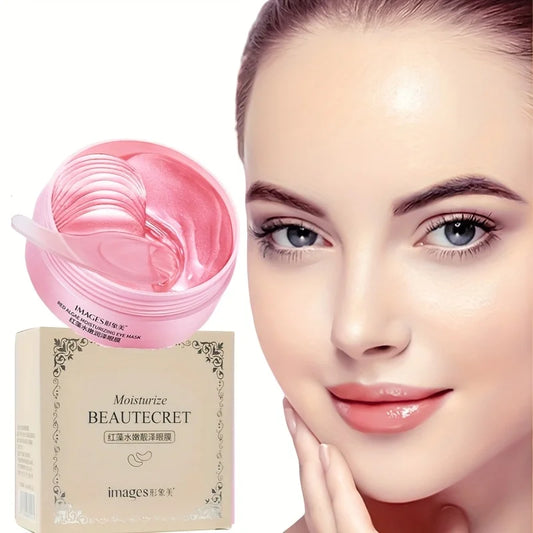 60 Pieces of Red Algae Eye Masks, Multi-Purpose Eye Patches, Containing Red Algae Extracts, Sodium Hyaluronate and Other Ingredients, to Hydrate and Moisturize the Skin, Gentle Eye Care, Texture That Is Clear and Easy to Abso