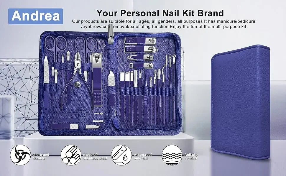 30Pcs Manicure Pedicure Kit Nail Clippers Kit Professional Stainless Steel Nail Care Tool Toenail Clipper Cutters Travel Case