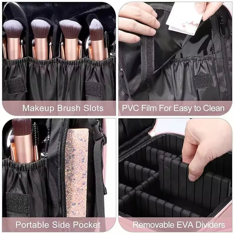 New PU Leather Cosmetic Bag For Women Professional Makeup Case Travel Toiletry Makeup Bag Beauty Nail ToolBox Make Up Handbag