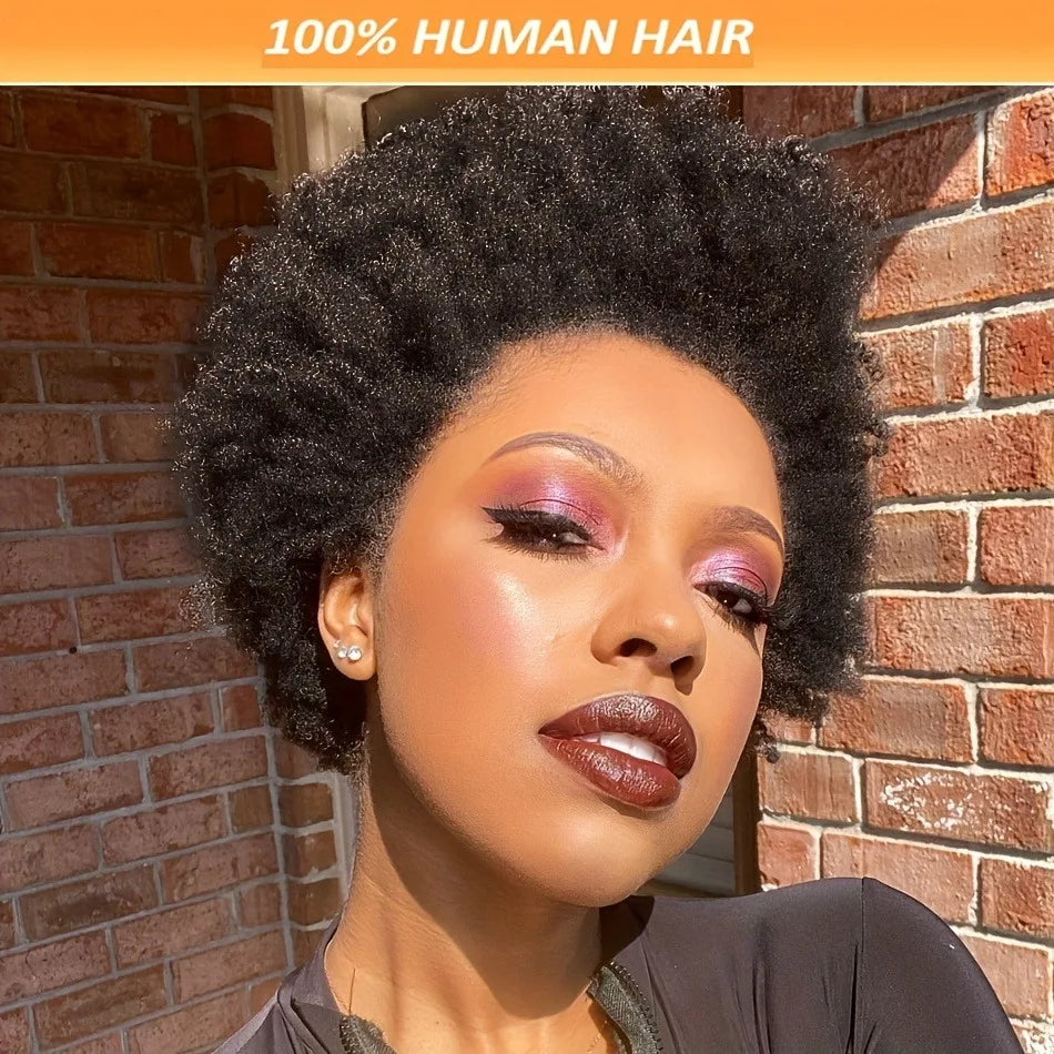 150% Density Pixie Cut Wig Made From Brazilian Virgin Human Hair 13X4 Transparent Lace Front Afro Kinky Curly Short Bob Style