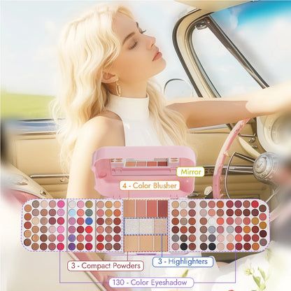 Professional Portable Travel Makeup Set for Women, All‑in‑One Integrated Makeup Palette with Built‑in Mirror for Touch‑Ups, Makeup Gift Set, Perfect Present for Girls on Valentine’s Day, Christmas & Halloween