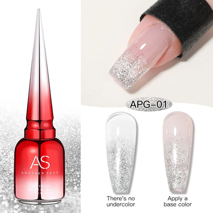 AS 15ml Sparkle Platinum Gel Nail Polish Shiny Pink Gold Silver Glitter Painting Gel Drawing Semi Permanent Tpo Free Varnish