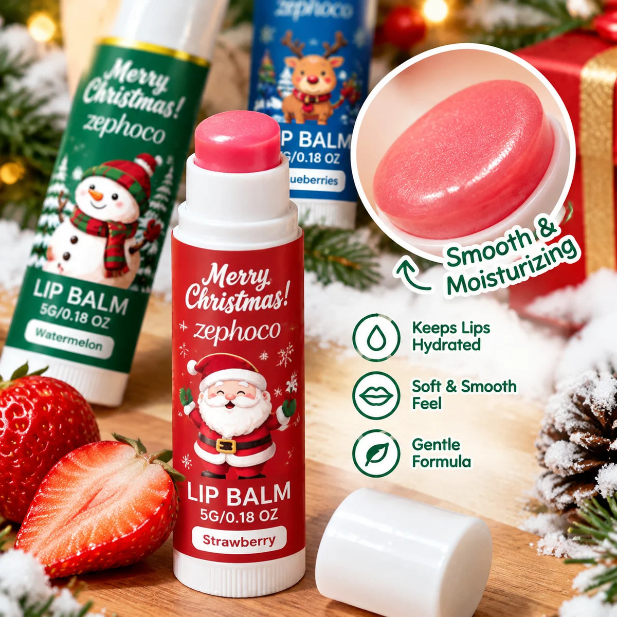 Christmas Lip Balm Gift Set 10 Pack Multi Flavor Lip Care Nourishing Moisturizing Balm Holiday Gifts for Women Friends Family