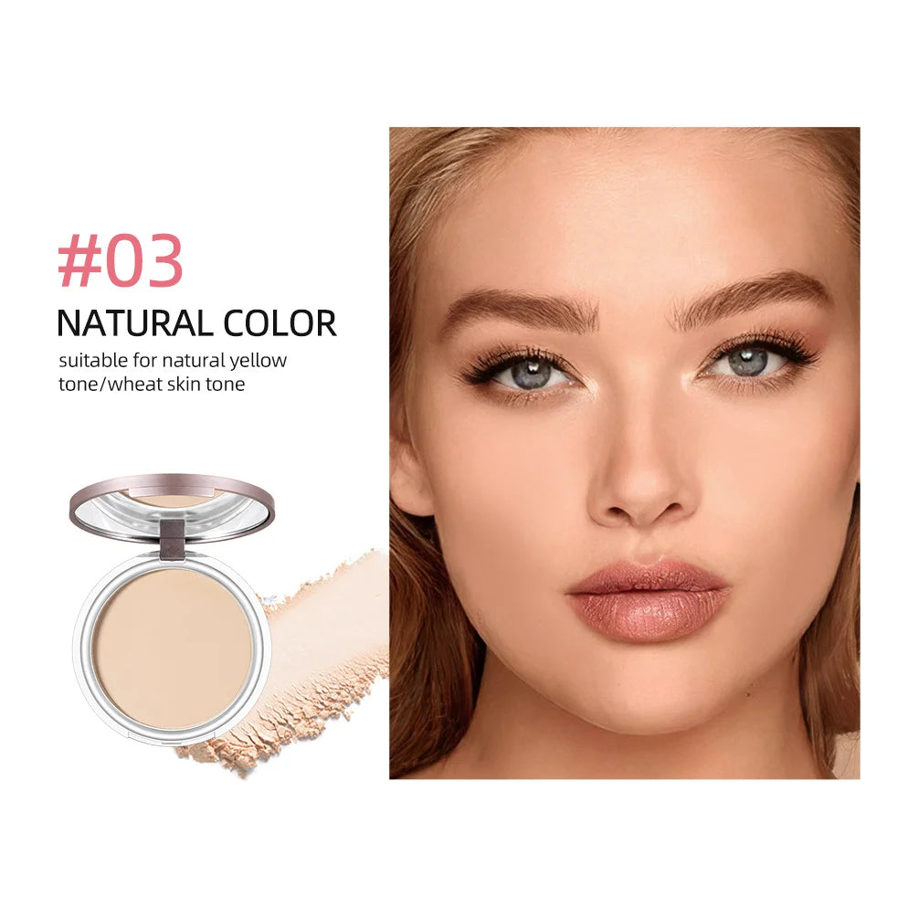 CACE Face Pressed Powder Oil Control Natural Foundation Powder Smooth Finish Concealer Setting Powder Make Up For Women 3 Colors