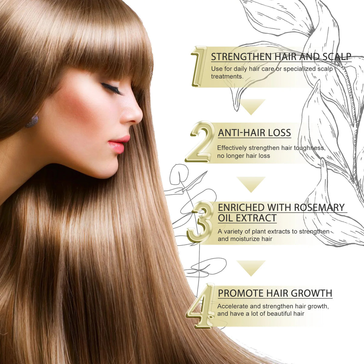 EELHOE Natural Rosemary Hair Growth Essential Oil Smooth Hair Strengthening Repair Hair Loss Prevention Rosemary Essential Oil