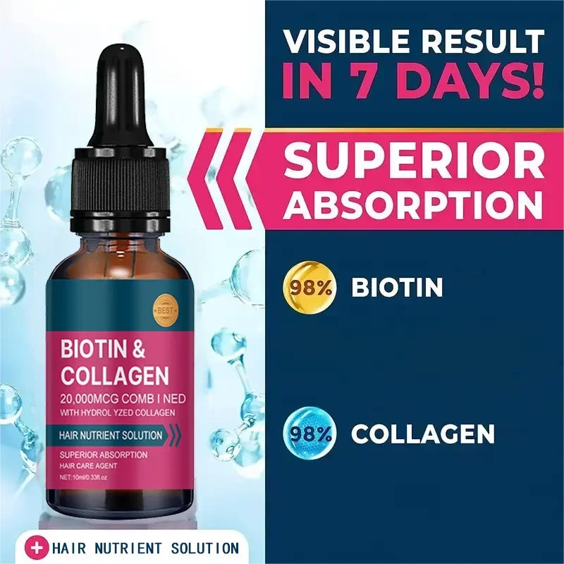 Biotin Collagen Hair Care Essential Oil, Moisturizes Tangled and Rough Hair Texture. Repair Damage Hair Care Serum