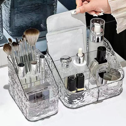 1Pc/Transparent Acrylic Cosmetics Storage Box Desktop Compartment Organizer Box Trapezoidal Cosmetics Storage