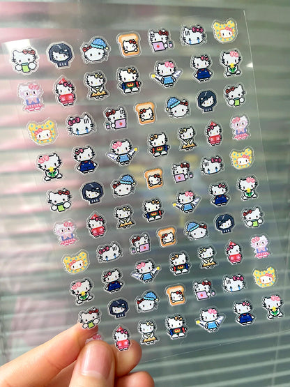 Mini Pvc Hellokitty Adhesive Stickers Nail Art Decor Cartoon Cute Hello Kitty Animals Scrapbook Handbook Waterproof Sticker Gift