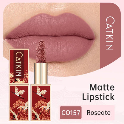 CATKIN Christmas Limited New Year's Lipstick for Lips CATKIN Moisturizing with Golden Glosses, Tone CP170 Crimson Pink, 3.6 G