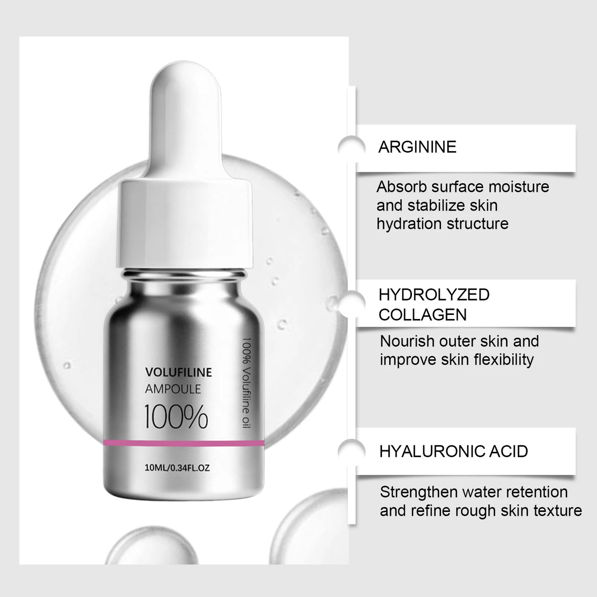 Volufilin 100% Facial Ampoule Serum,Pure Volufiline Plumping,Improve Depressions&Facial Reshaping,Hydrolyzed Collagen Elastic Lifting&Deep Hydrating Glow Moisture,Versatile Multi Zone Application&Concentrated Ampoule Formula,