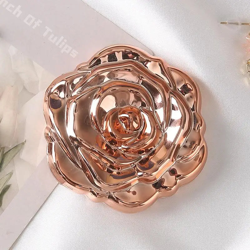 Portable Mini Mirror Retro Rose Flower Shape Small Pocket Makeup Mirror Double Sided Hand Mirrors Compact Cosmetic Beauty Girls