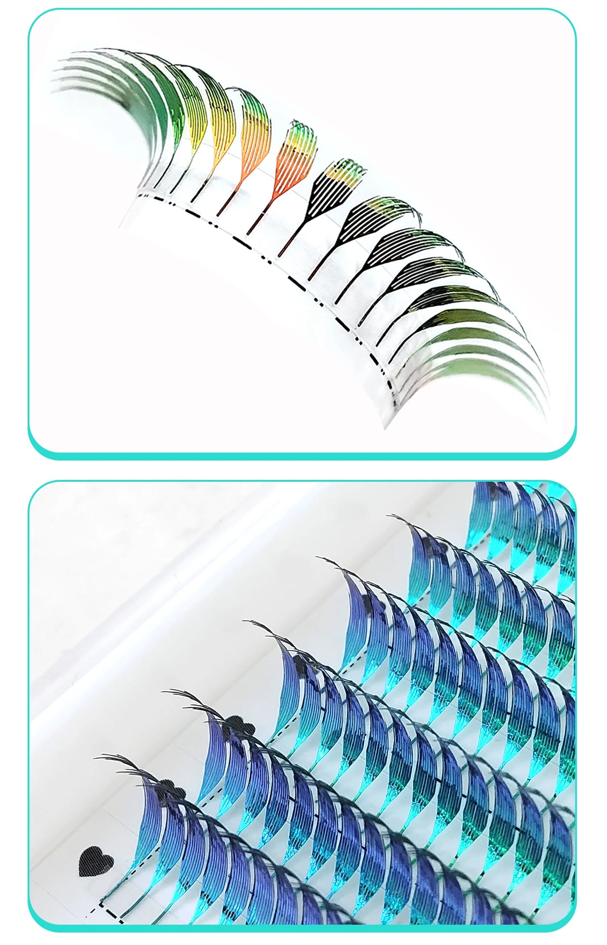 CoMango Christmas Color Fashion Glamorous Green Golden Spire Eyelash Extension Glitter Tinsel Lash Holographic Manga False Lash
