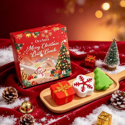 OceAura Christmas Bath Balls Holiday Gift Deep Cleaning Gentle Moisturizing Colorful Bubble No Residue Gift Box Bath Ball 120g