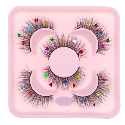 3 Pairs Set Star Butterfly Heart Shaped Sequin False Eyelashes Fairy Wand Party Halloween Christmas Colorful Sequin Eyelashes