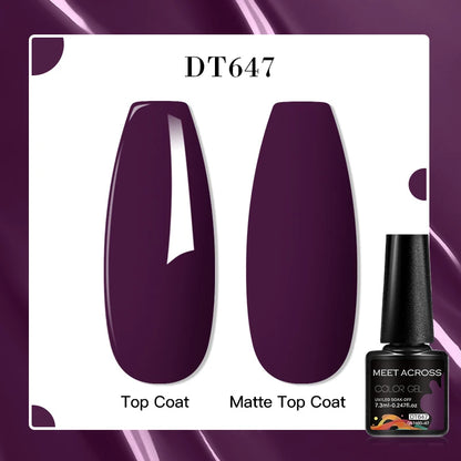 MEET ACROSS 8 Colors Mirror Gel Nail Polish Long-lasting Quick-drying Metallic Gold Silver Red Semi Permanent Varnish Nail Art