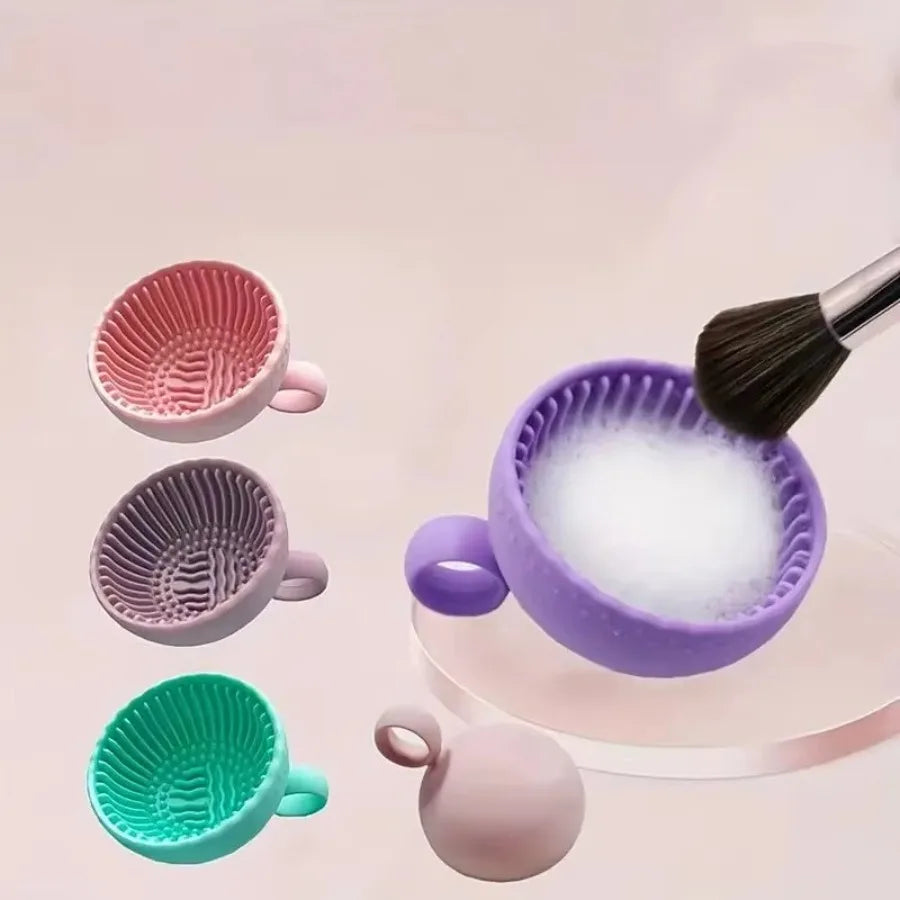 1Pc Silicone Makeup Brush Cleaning Bowl, Non-Slip Scrubber for Deep Cleaning All Facial Brushes, Portable Tool