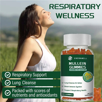 Mullein Gummies 2000mg - Supports Clear Lungs & Respiratory Health, Natural Detoxification, Enhanced Immune Function