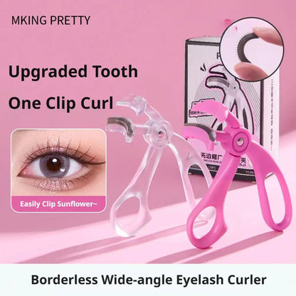 Portable Women Eyelash Curler Frameless Wide Angle Comb Lash Tool No Pinch Long Lasting Curl Hold