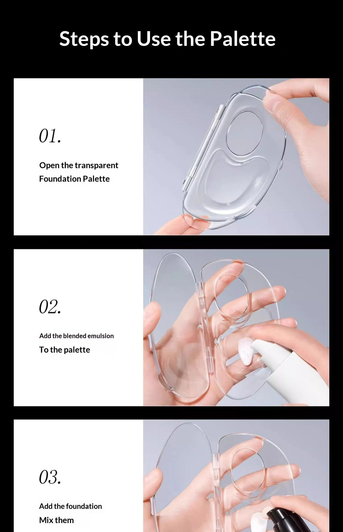 1-5PCS Foldable Acrylic Foundation Mixing Palette with Spatula Portable Cosmetic Blending Tray Storage Makeup Artist Beauty Tool