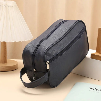 New Large Capacity Men Cosmetic Bag Travel PU Leather Zipper Makeup Bags Storage Pouch Cosmetics Organizer Toiletry Bag