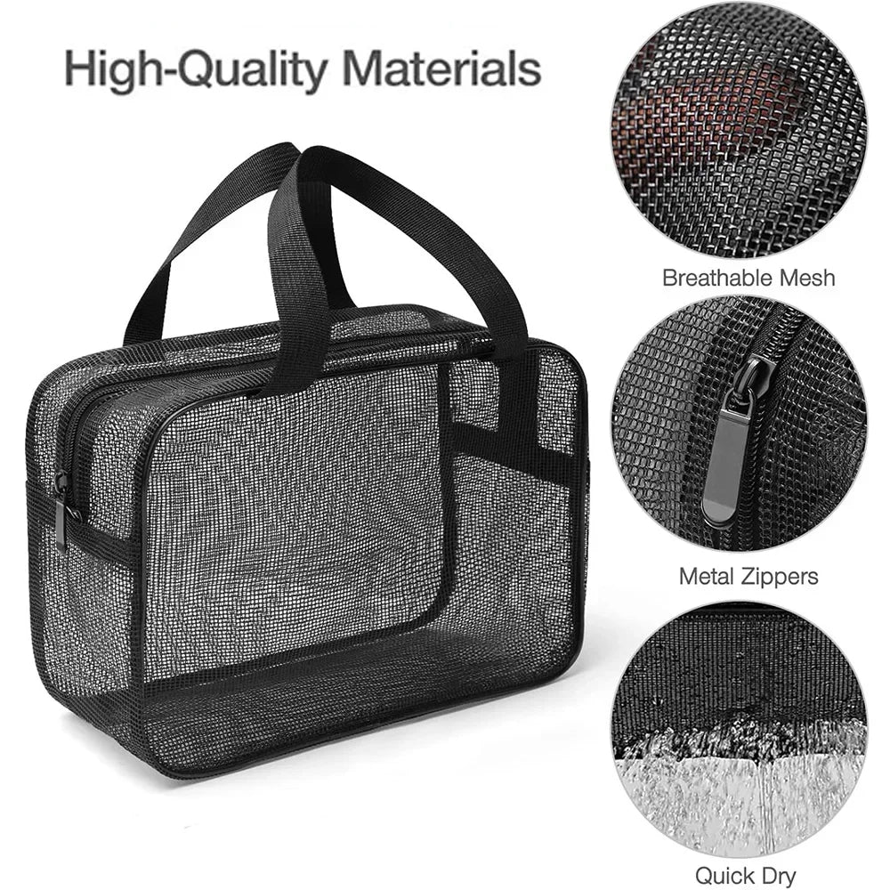 Large Capacity Mesh Shower Caddy Tote Bag Multifunctional Cosmetic Storage Portable Toiletry Organizer for Bathroom Organization