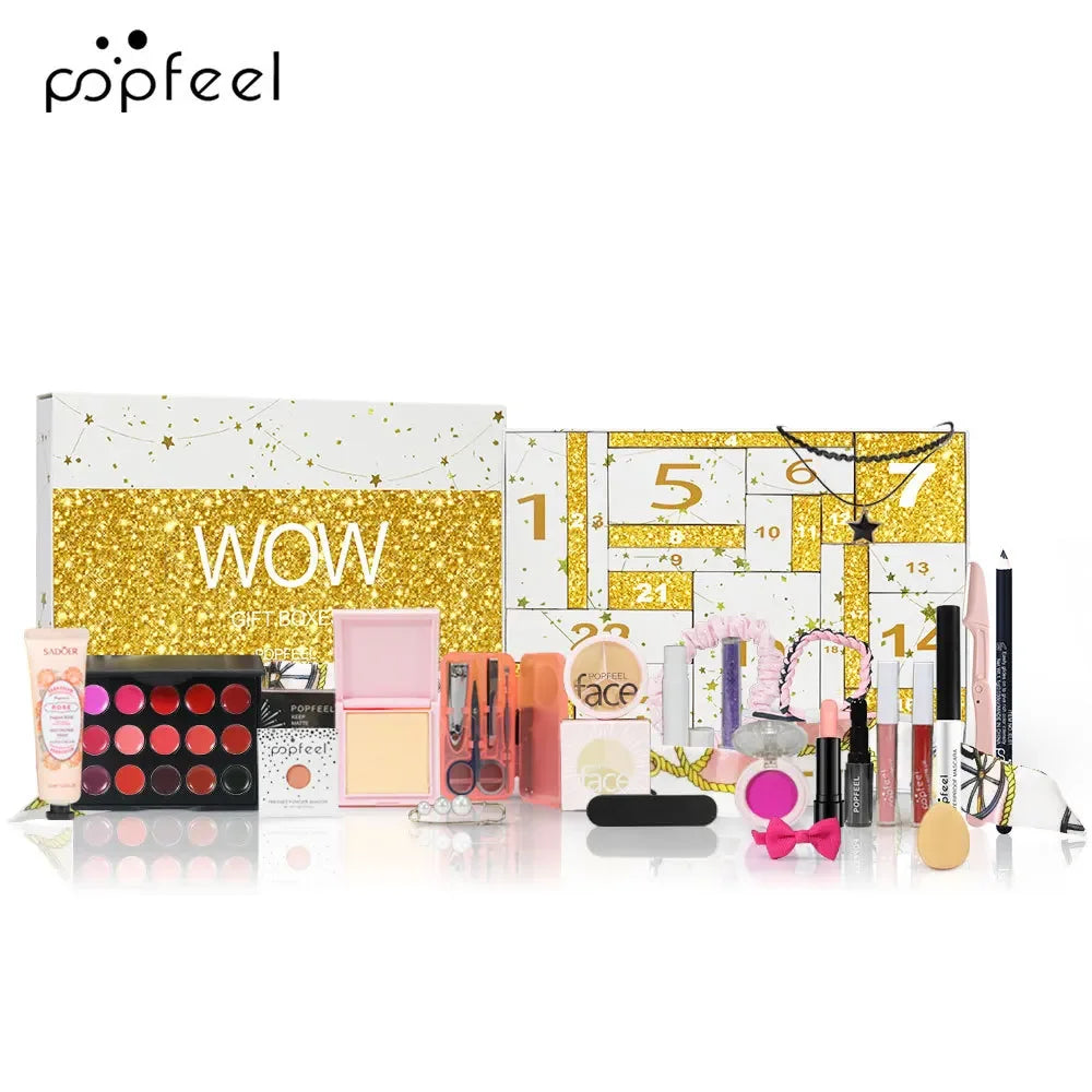 Advent Calendar 24Days Beauty Makeup Kit 24pcs/Set Christmas Countdown Calendar Mystery Holiday Gift Box For Women Cosmetics