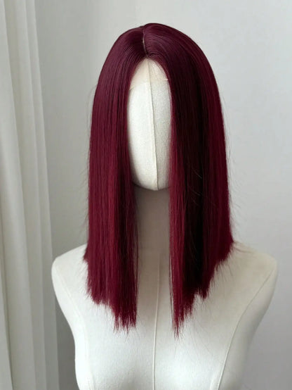 Ashely Bob Red Lace Front Wigs for Women Short WINE RED Bob Wig Middle Part Synthetic Hair Wigs Heat Resistant Cosplay Hair Wigs