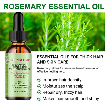 Rosemary Mint Hair Growth Oil Preventing Hair Dryness Split Moisturizing Gentle Nourishing Soft Glossy Organics Hair Care Oil