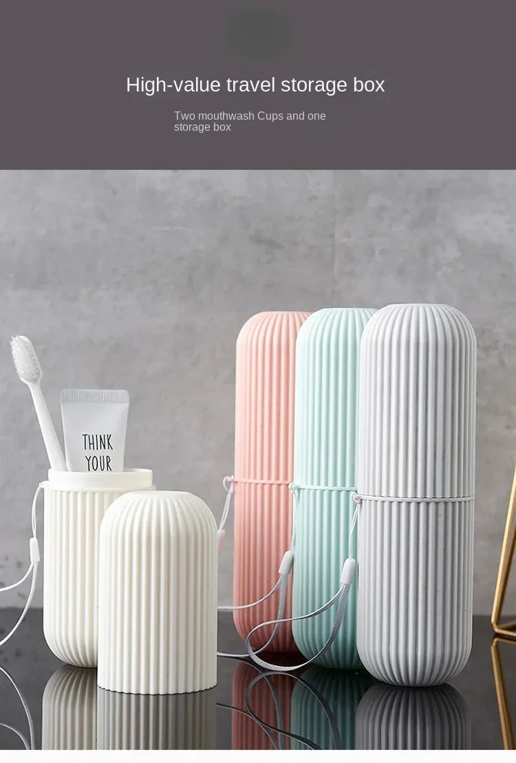1/2pcs Portable Toothbrush Cup Bathroom Toothpaste Holder Storage Case Box Organizer Travel Toiletries Storage Cup