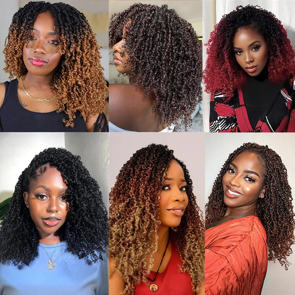 1-6 Packs Yanky Twist Crochet Hair 12"Pre-twisted Natural Black Kinky Mini Spring Twist Small Curly Senegalese Twist Hair Braids