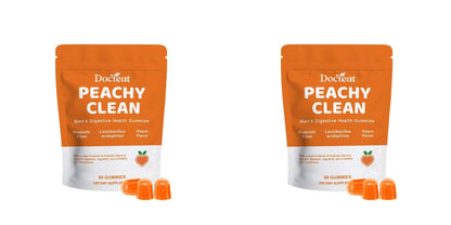 Docteat Peachy Clean Men's Digestive Health Gummies Prebiotic & Probiotic Blend Peach Flavor 60 Gummies Dietary Supplement