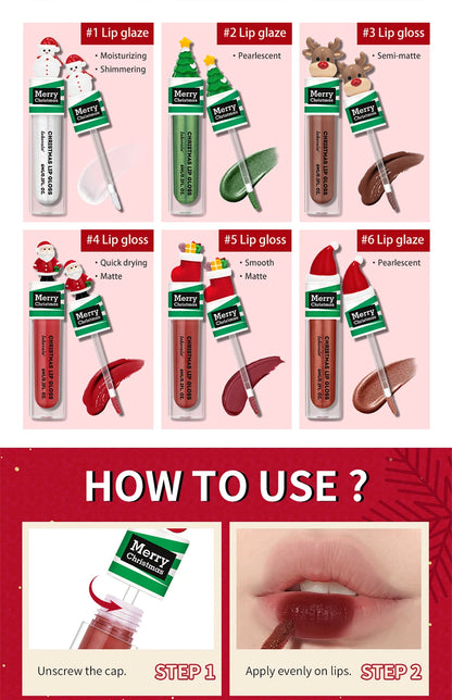 Christmas Colorful Lip Gloss Set Lip Stain Lipstick Woman Make Up Long Lasting Lipsticks Shiny Lip Gloss Pack Set Cosmetics Make