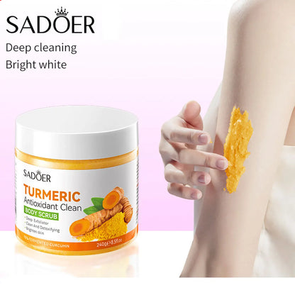 240g Turmeric Body Scrub, Antioxidant, Deep Exfoliating, Cleanses, Brightens, And Smooths Skin
