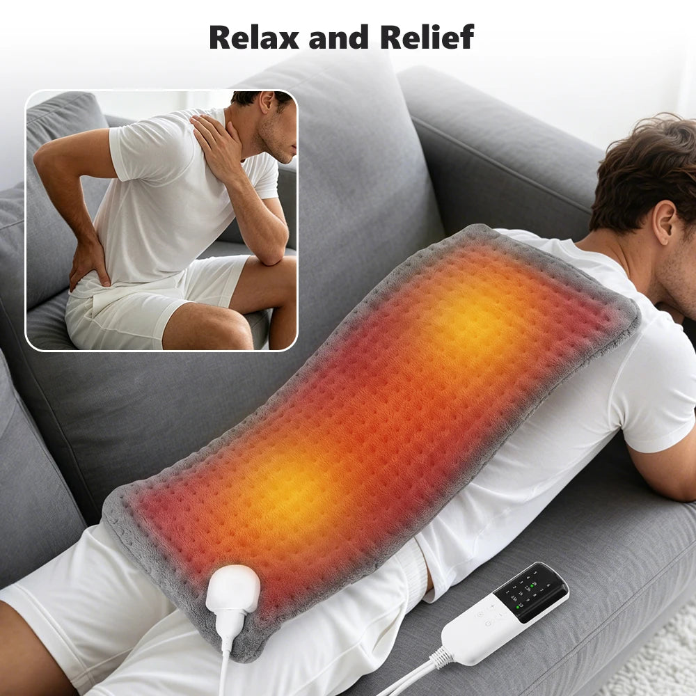 60x30cm Electric Blanket 10 Levels Heating Pad Double Helix Temperature Control Timing Thermal Mat for Office Home Period Cramps