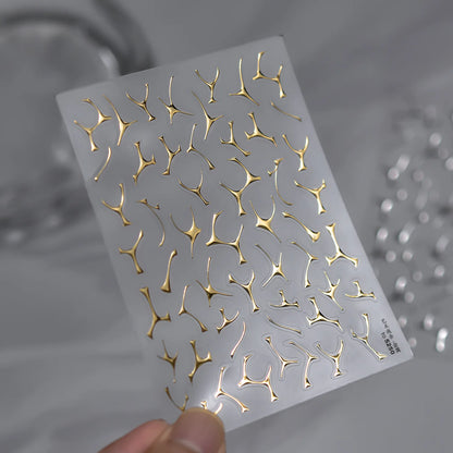 Luxury Winter Silver Crystal Christmas Nail Stickers Bow Star Pattern Nails 3D Decoration 3D Self Adhesive Nail Art Sticker DIY