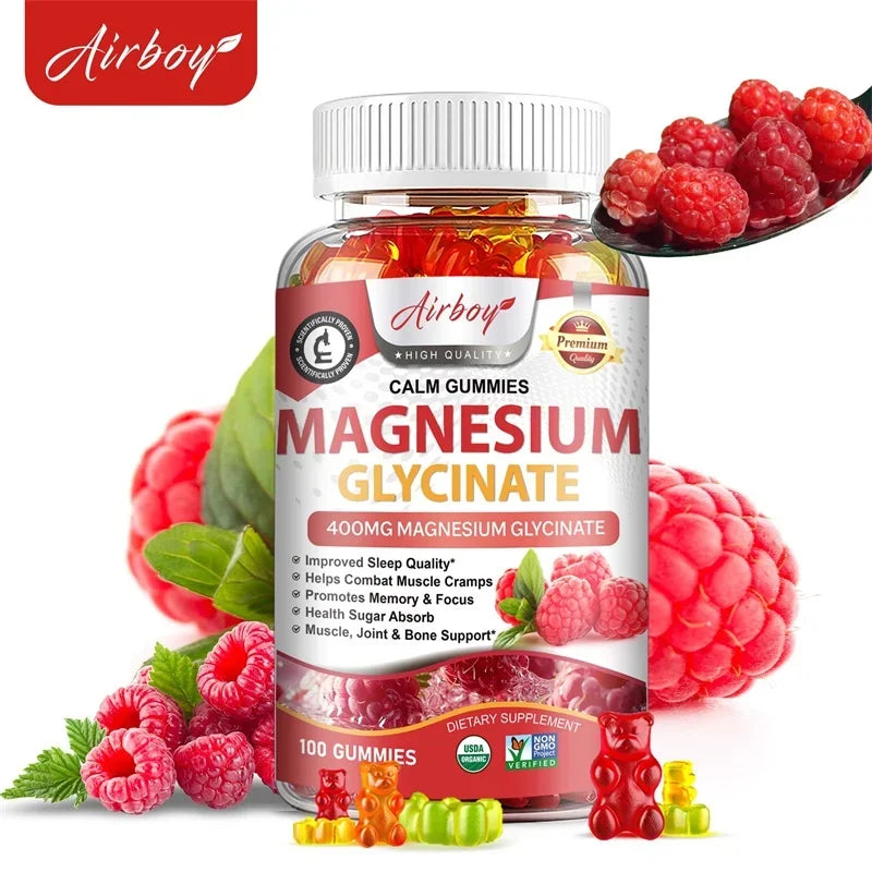 Magnesium Glycinate Gummies - Brain Health, Strengthen Muscles and Bones, Improve Sleep, Relax Nerves