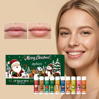 Christmas Lip Balm Set Moisturizing Multi-Flavor Long-Lasting Fruity Lip Care for Dry Cracked Lips Holiday Gift Stocking Stuffer