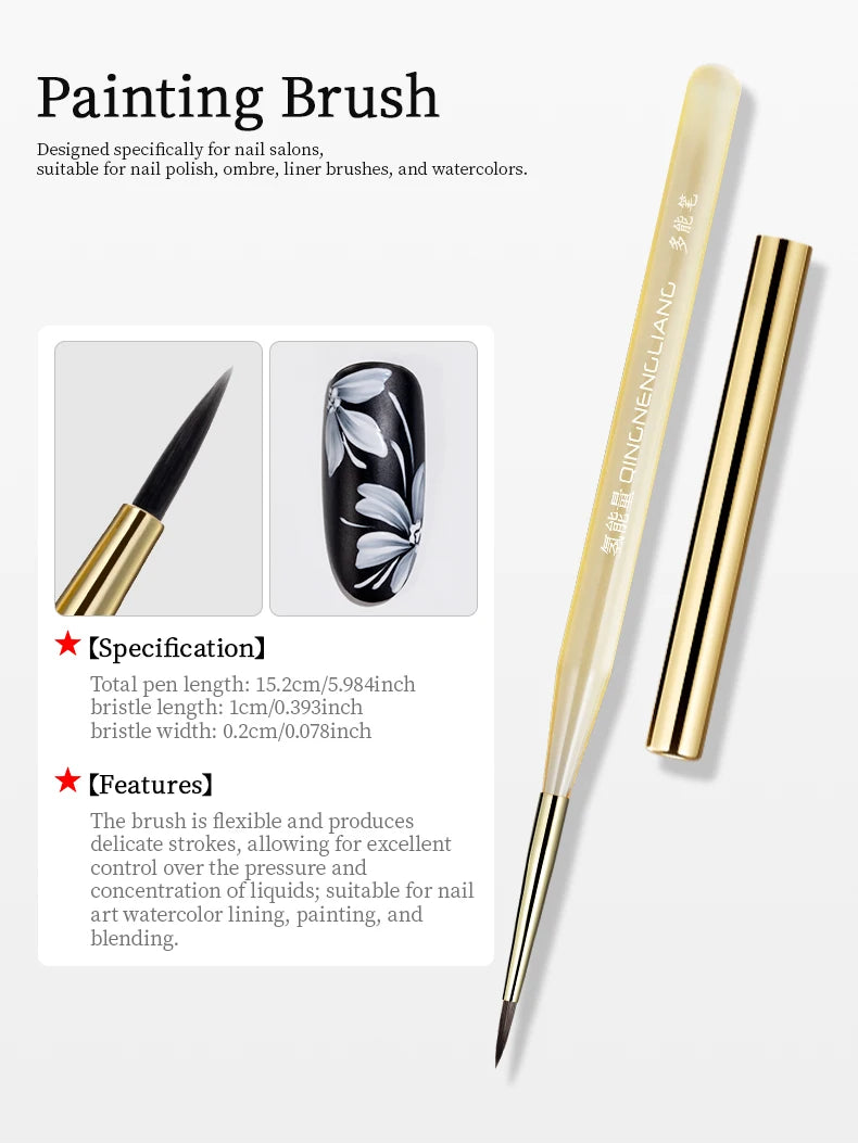 QINGNENGLIANG Nail Art Brush Painting Drawing Pen for Lines Grid Flower Butterfly DIY Multifunctional Manicure Design Tool