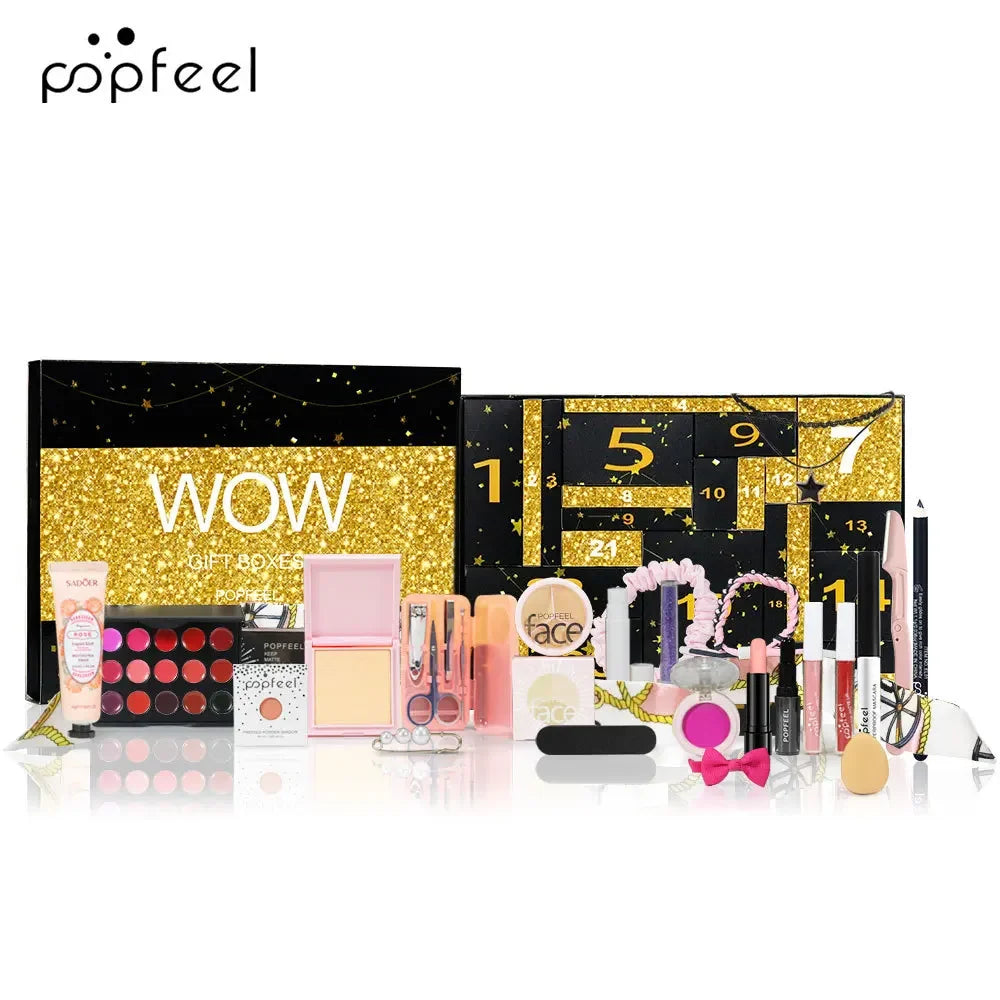 Advent Calendar 24Days Beauty Makeup Kit 24pcs/Set Christmas Countdown Calendar Mystery Holiday Gift Box For Women Cosmetics