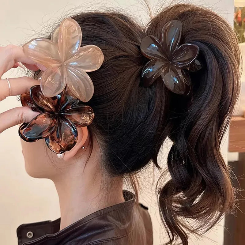 Leopard Print Flower Hair Claw Clips Women Girls Hawaiian Gradient Hairpins Hair accessories Shark Barrettes Sweet Shark Claws